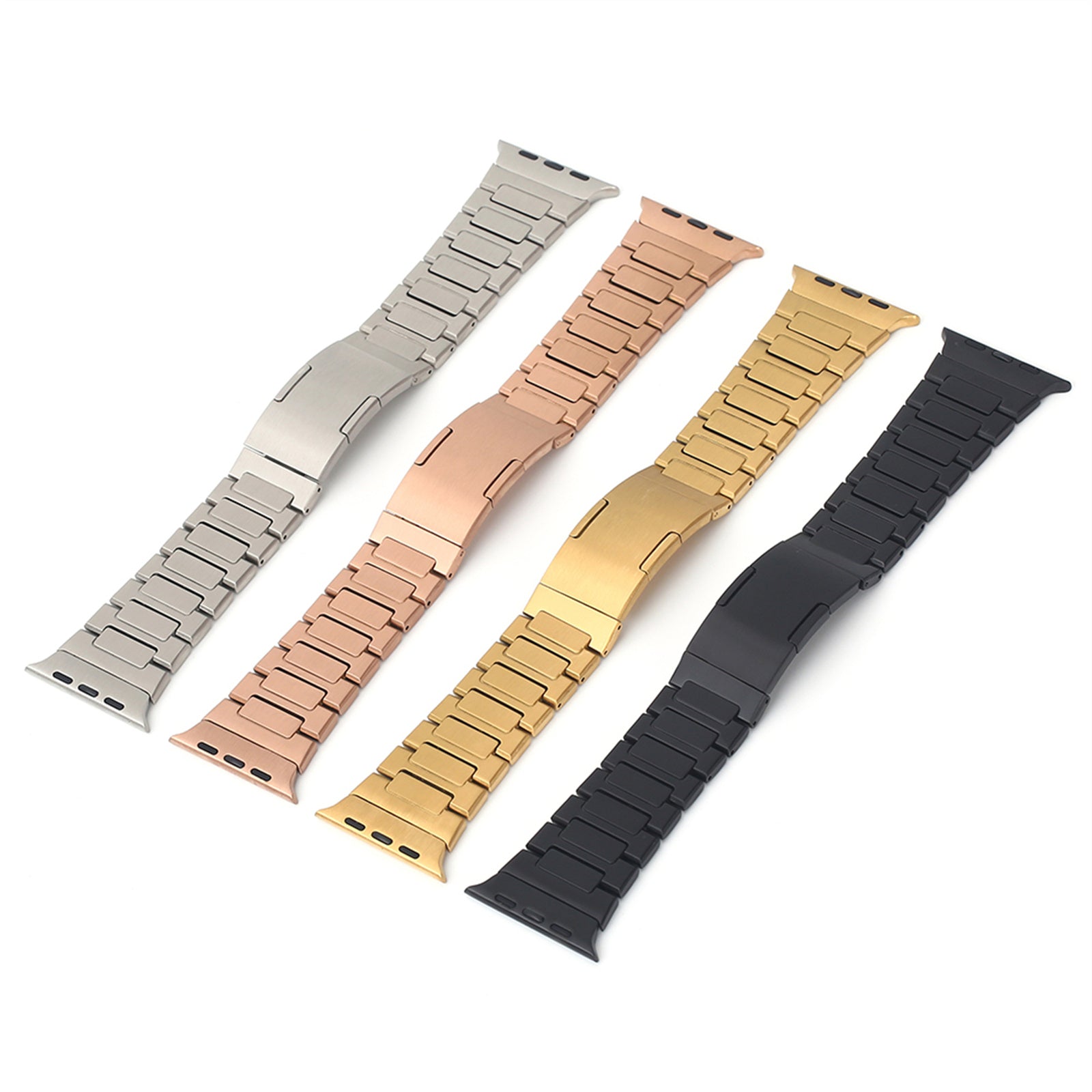 For Apple Watch Series 9 8 7 41mm / 6 5 4 SE (2022) SE (2023) SE 40mm / 3 2 1 38mm Stainless Steel Band Folding Buckle - Black For Apple Watch Series 9 8 7 41mm / 6 5 4 SE (2022) SE (2023) SE 40mm / 3 2 1 38mm Stainless Steel Band Folding Buckle - Black